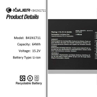 K KYUER 64Wh B41N1711 Baterie pro notebooky Asus ROG GL703GE GL703VD GL703VM GL503G GL503GE GL503VD GL503VM FX503VD FX503VM FX63